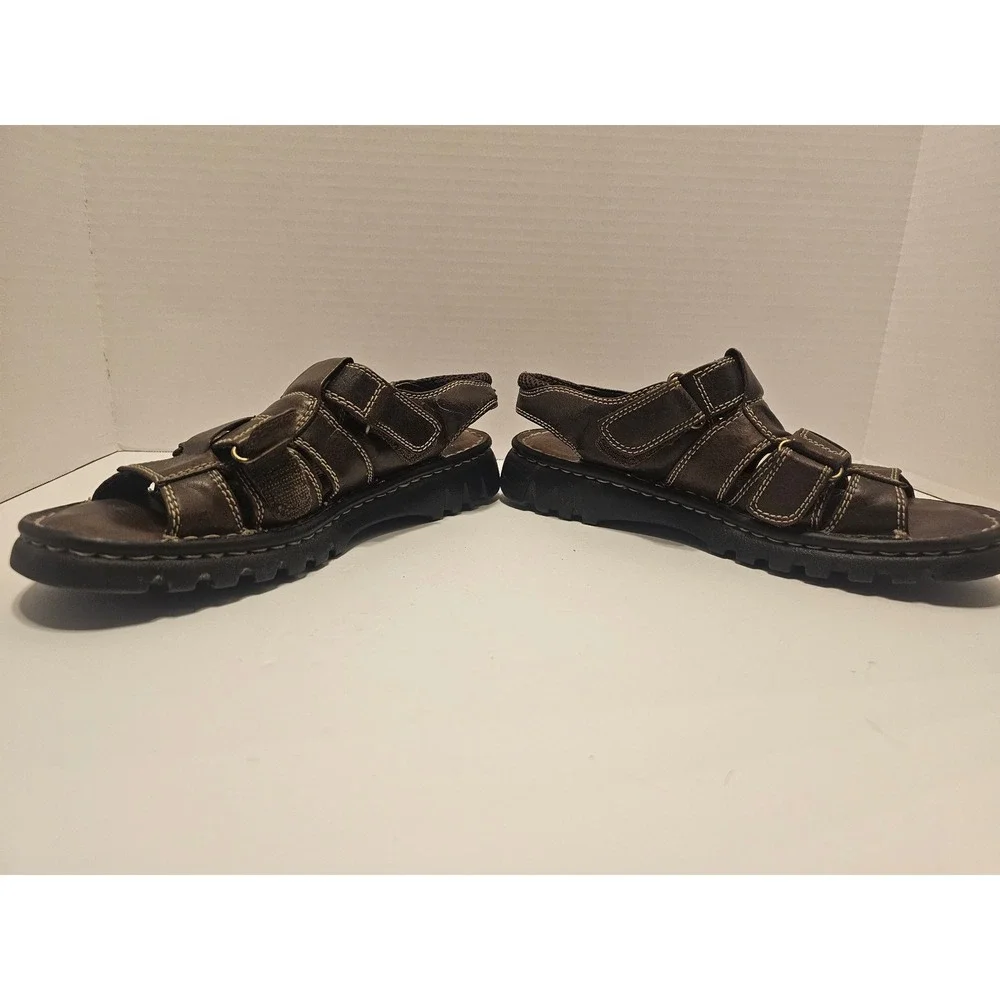 Mens Montego Bay Fisherman Leather Brown Sandals 9.5 Grooved Sole